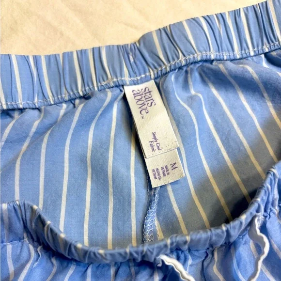 Stars Above Light Blue Striped Lounge Pajama Shorts - Picture 4 of 4